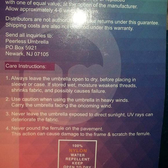 Peerless Umbrella Fiberglass shaft & rib Windproof - Picture 8 of 13